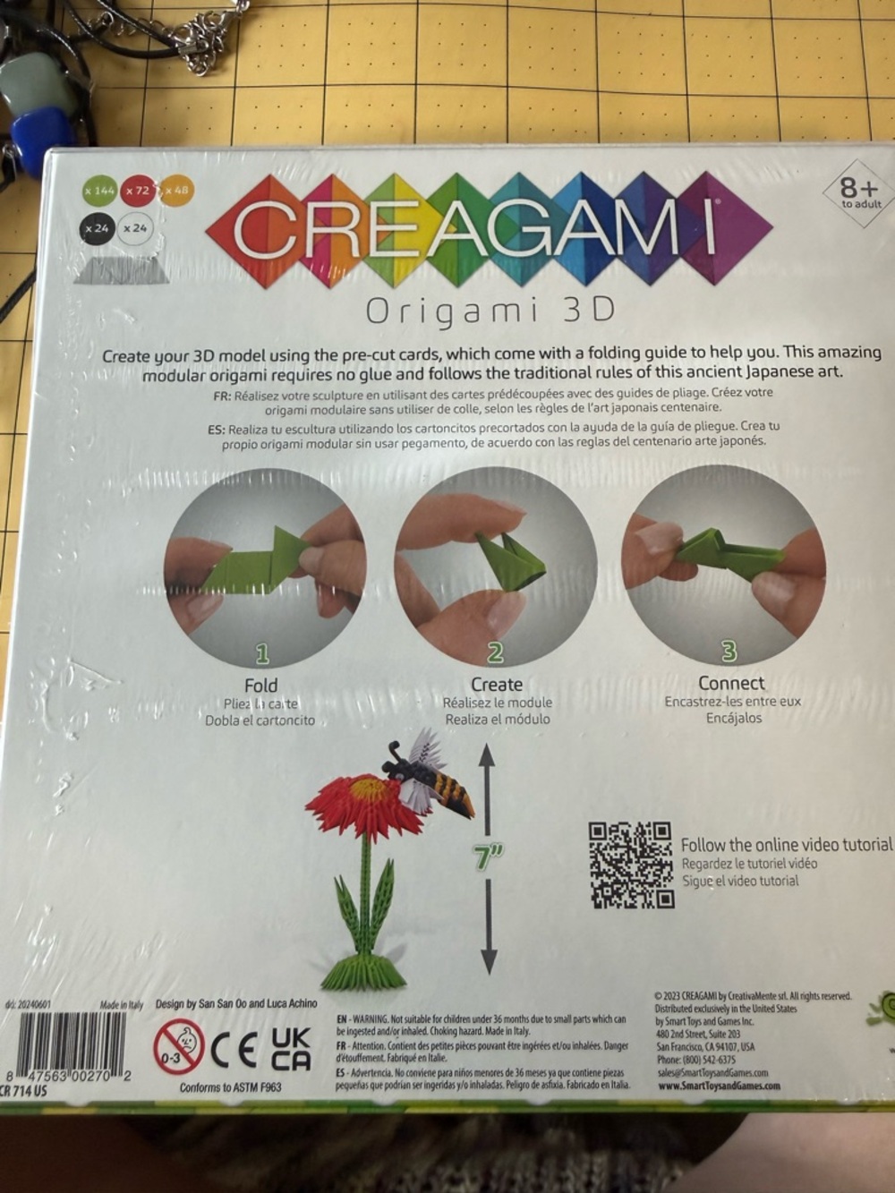 Origami 3D Paper Sculptures Kit - Red Flower & Green Stem - Picture 2 of 2